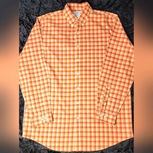 L.L. Bean Rust Plaid casual Button Down Size‎ Large Tall. #0376